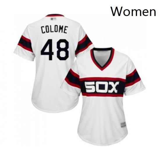Womens Chicago White Sox 48 Alex Colome Replica White 2013 Alternate Home Cool Base Baseball Jersey
